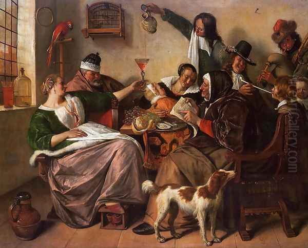 As the Old Sing, So Pipe the Young Oil Painting by Jan Steen