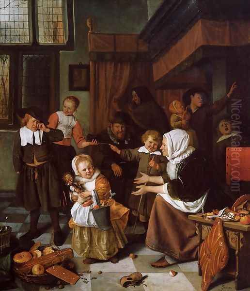 The Feast of St. Nicholas 1665-68 Oil Painting by Jan Steen