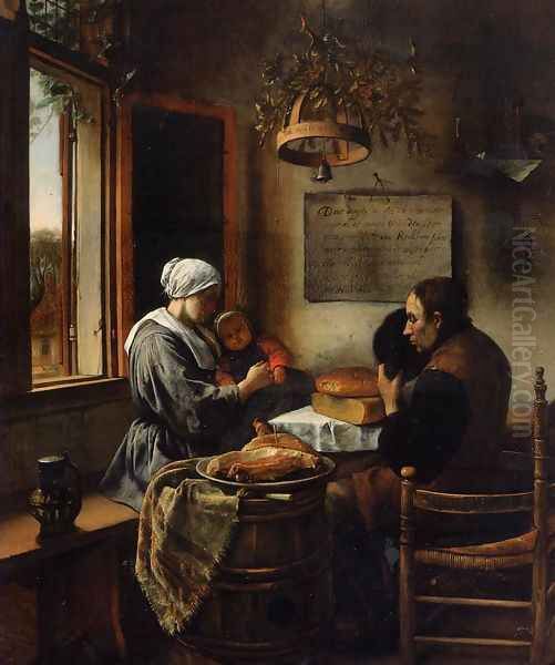 The Prayer before the Meal Oil Painting by Jan Steen