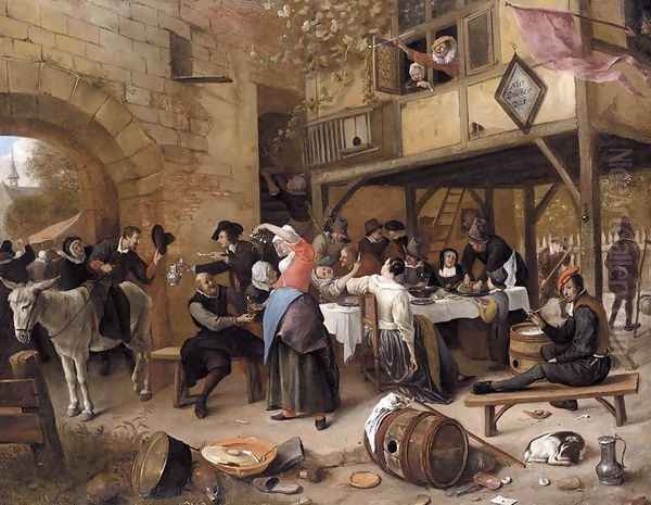 Feast of the Chamber of Rhetoricians near a Town-Gate Oil Painting by Jan Steen