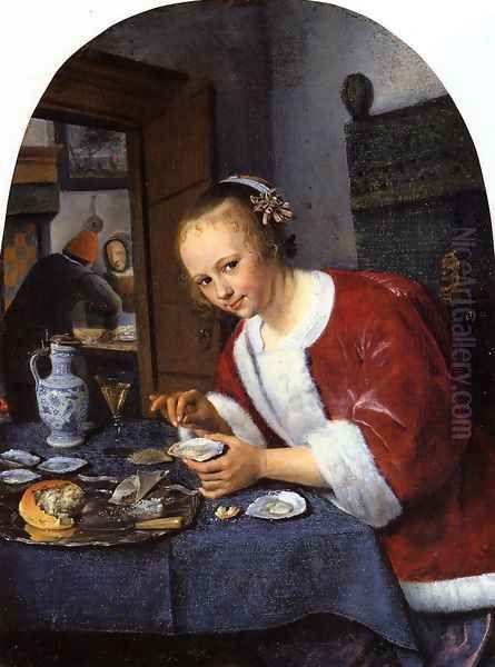 Girl Offering Oysters Oil Painting by Jan Steen