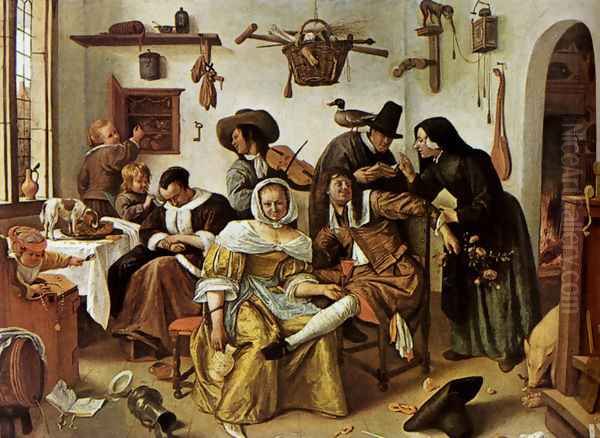 Beware Of Luxury Oil Painting by Jan Steen