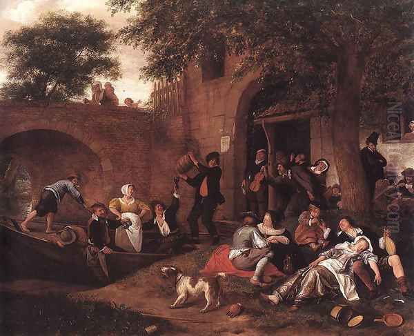 Leaving the Tavern Oil Painting by Jan Steen