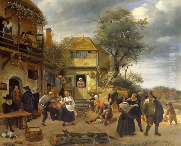 Peasants outside an Inn Oil Painting by Jan Steen