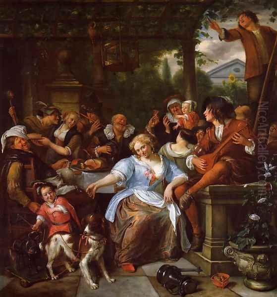 Merry Company on a Terrace Oil Painting by Jan Steen