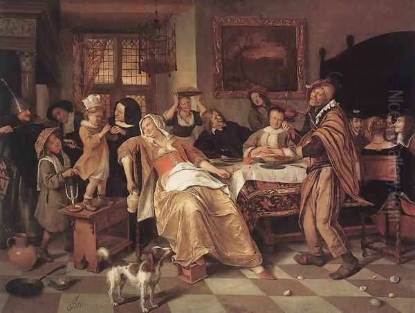 The Bean Feast 1668 Oil Painting by Jan Steen