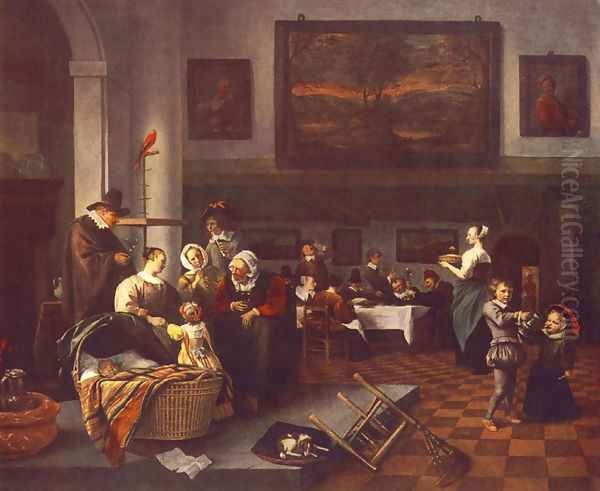 The Christening Oil Painting by Jan Steen