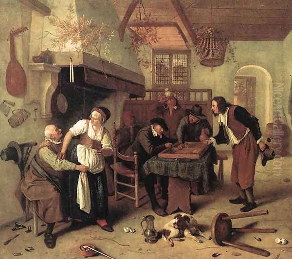 In the Tavern 1660s Oil Painting by Jan Steen