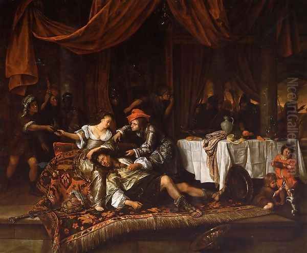 Samson and Delilah Oil Painting by Jan Steen