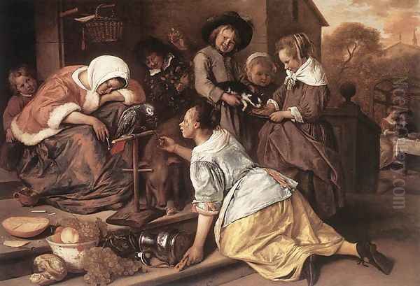 The Effects of Intemperance 1663-65 Oil Painting by Jan Steen