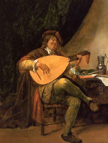 Self-Portrait as a Lutenist 1660-63 Oil Painting by Jan Steen