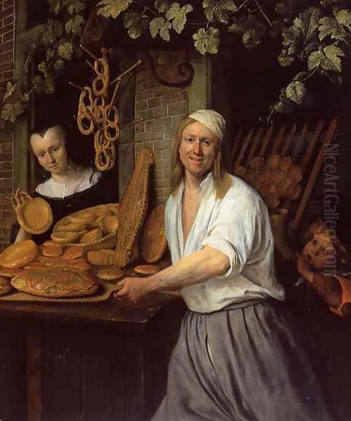 The Leiden Baner Arend Oosterwaert and His Wife Catharina Keyzerswaert Oil Painting by Jan Steen