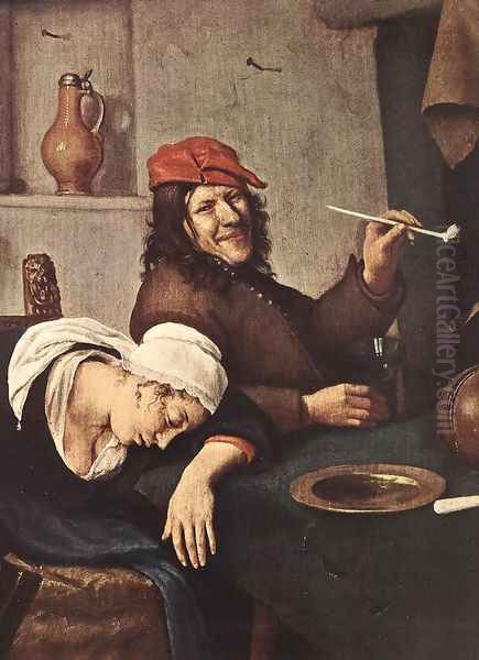 The Drinker Detail C 1660 Oil Painting Reproduction By Jan Steen