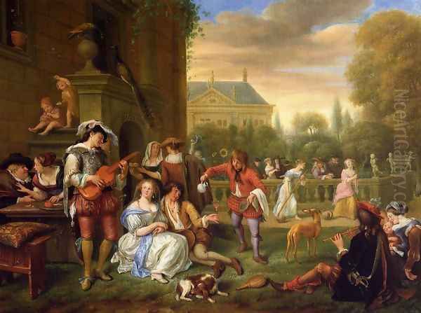 The Garden Party Oil Painting by Jan Steen