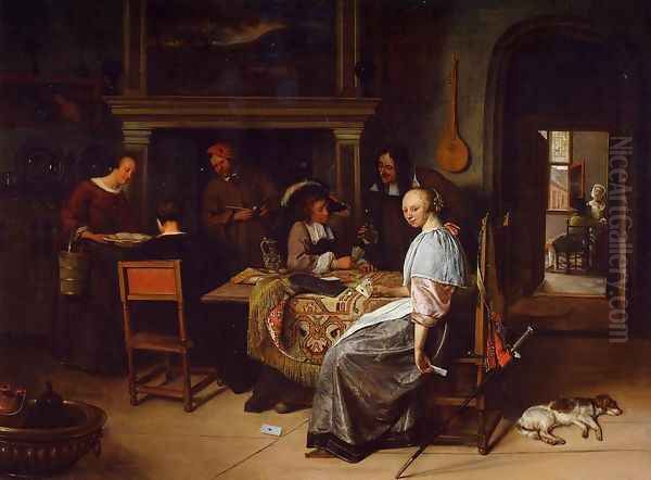 The Cardplayers Oil Painting by Jan Steen