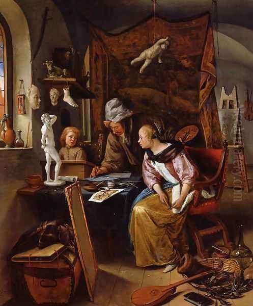 The Drawing Lesson Oil Painting by Jan Steen