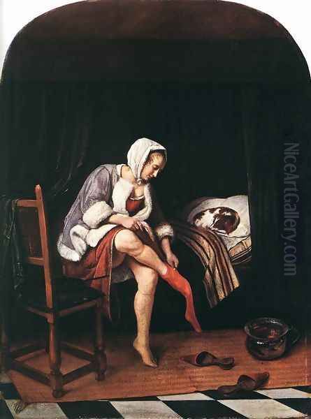 The Morning Toilet c. 1665 Oil Painting by Jan Steen