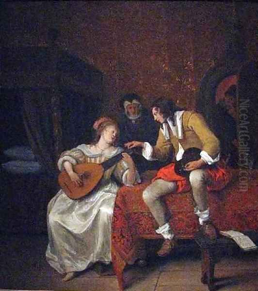 Ascagnes and Lucelle the Music Lesson Oil Painting by Jan Steen