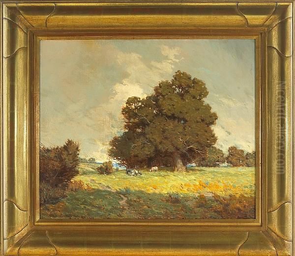 Cattle Grazing Oil Painting by Granville Redmond