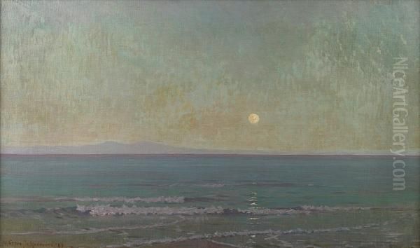 Quiet Moonlight (beyond Catalina Island) Oil Painting by Granville Redmond