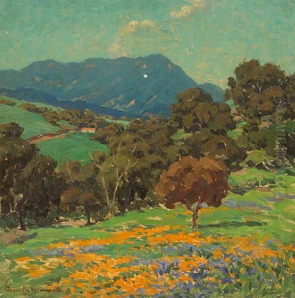 Rolling Hills With Poppies And Lupine Oil Painting by Granville Redmond