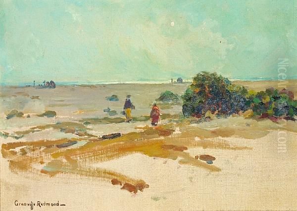 The Artist's Family On The Sand Dunes Oil Painting by Granville Redmond