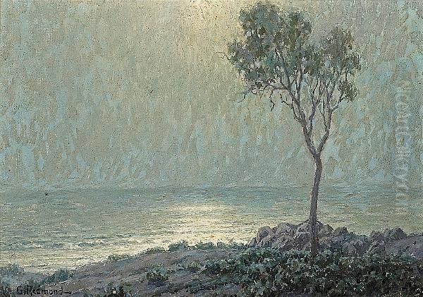 Lone Tree Along The Moonlit Coast Oil Painting by Granville Redmond