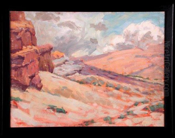 Stormy Desert Landscape Oil Painting by Granville Redmond