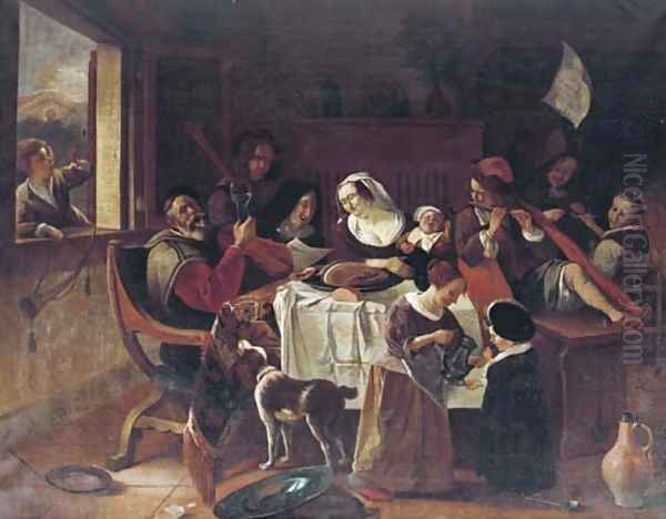 As the old ones sing, so pipe the young ones Oil Painting by Jan Steen