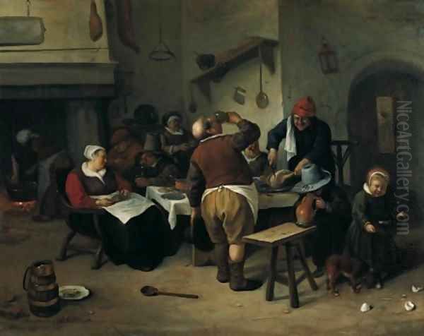 The Fat Kitchen c 1665 1670 Oil Painting by Jan Steen