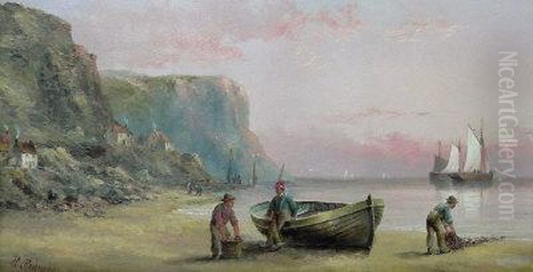 North Yorkshire Coastal Village Oil Painting by Henry Redmore