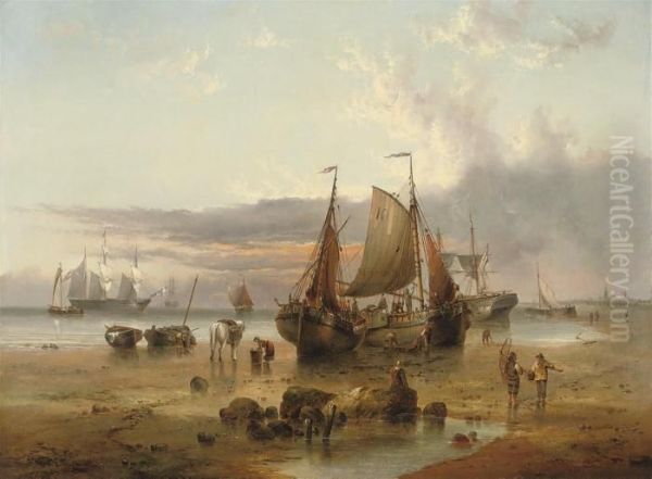 On The Dutch Coast Off Texel Island Oil Painting by Henry Redmore