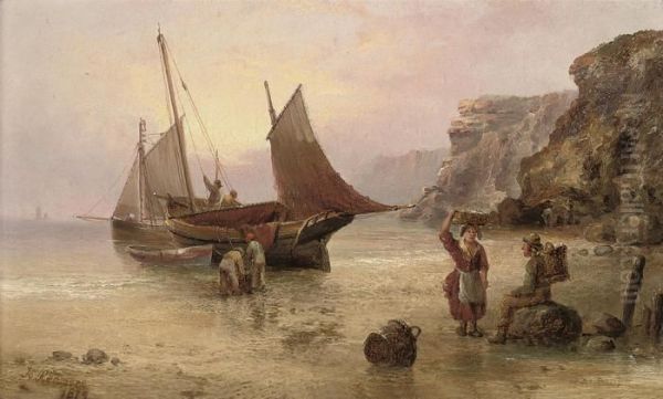 Unloading The Catch; And Sorting The Catch Oil Painting by Henry Redmore