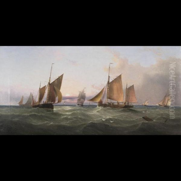 Trawlers On The Dogger Bank Oil Painting by Henry Redmore