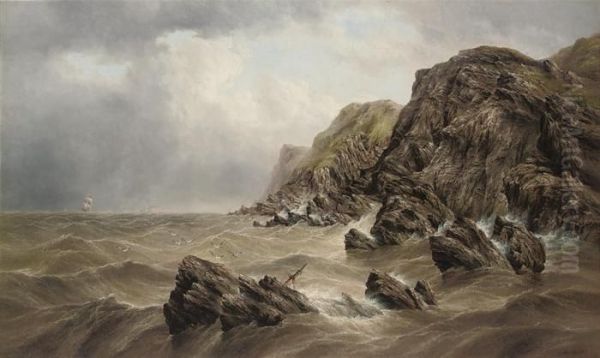 A Wild And Rugged Coastline Oil Painting by Henry Redmore