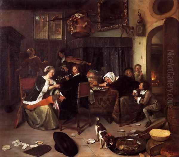 The Dissolute Household Oil Painting by Jan Steen