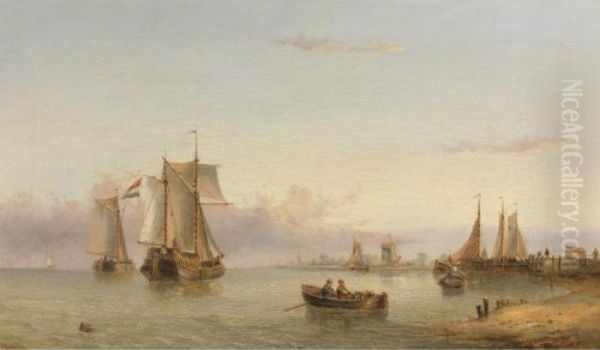 A Peaceful Harbor Oil Painting by Henry Redmore