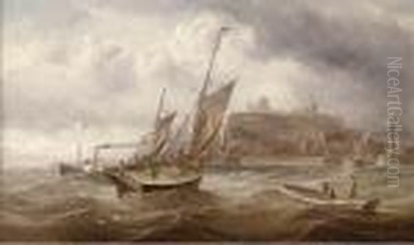 Running Into Whitby On The Tide Oil Painting by Henry Redmore