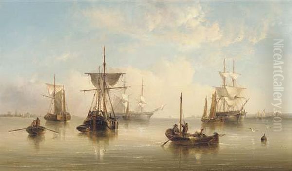 A Peaceful Anchorage On The East Coast Oil Painting by Henry Redmore