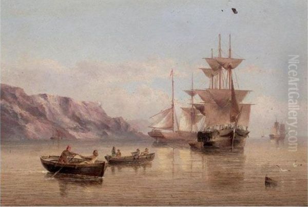 Shipping At Anchor Oil Painting by Henry Redmore