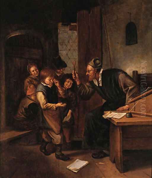 A Schoolmaster Punishing One Of His Pupils Oil Painting by Jan Steen