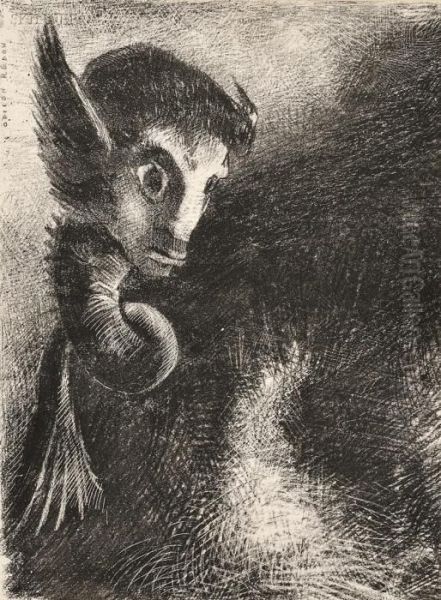 La Chimere Regarda Avec Effroi Toutes Choses Oil Painting by Odilon Redon