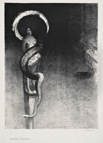 Serpent-aureole Oil Painting by Odilon Redon