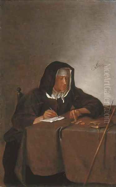 A woman counting coins at a table Oil Painting by Jan Steen