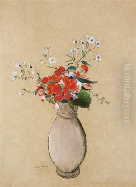 Vase De Fleurs Oil Painting by Odilon Redon