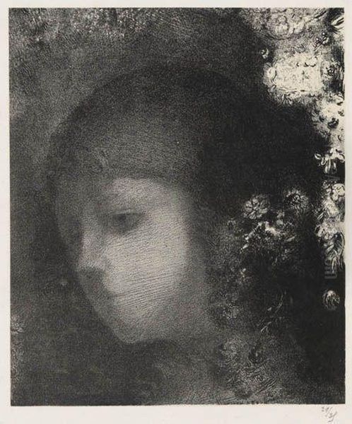 Tete D'enfant Avec Fleurs Oil Painting by Odilon Redon