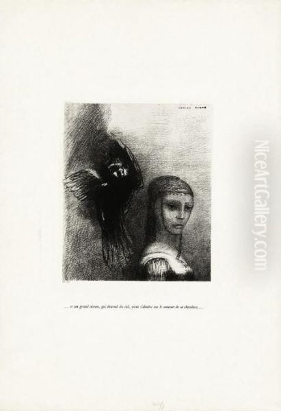 Et Un Grand Oiseau Oil Painting by Odilon Redon