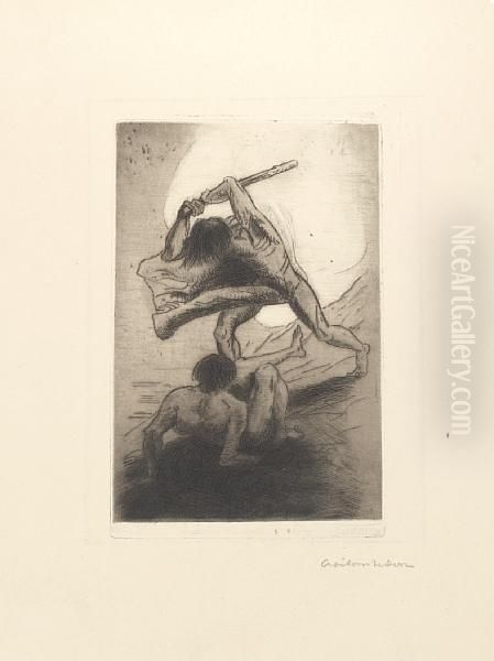 Cain Et Abel Oil Painting by Odilon Redon