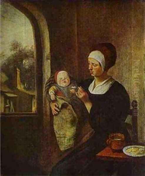 Mother And Child Oil Painting by Jan Steen