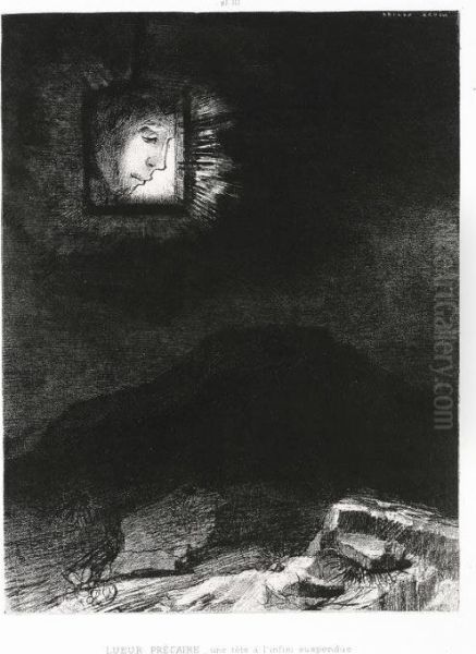 Lueur Pre Caire, Une Tete A L'infini Suspendue Oil Painting by Odilon Redon